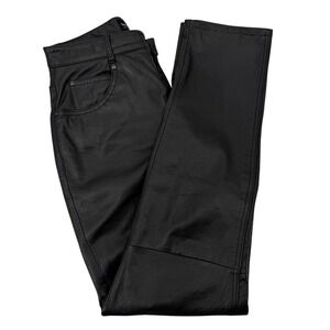Wilsons Womens 10 Leather Pants‎ VTG 90s Black High Rise Straight Leg Biker Moto